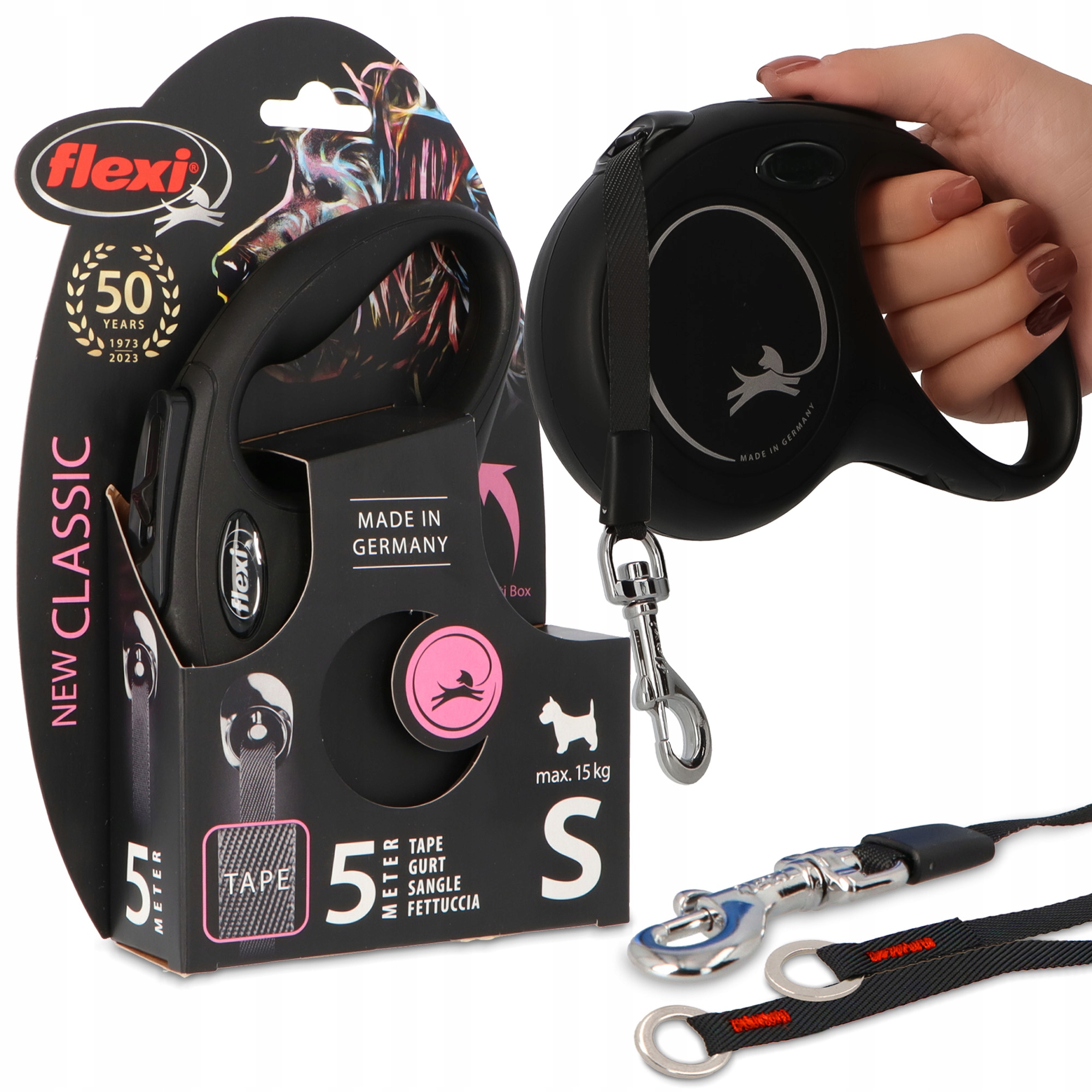 Levně Vodítko Automatická pro psa kočku 5 m Svinovací Silná Roztahovací Páska 15 kg S 3O