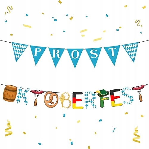 JOY 2 SZTUKI GIRLANDY OKTOBERFEST BANER OKTOBERFEST DEKORACJA 2 5 SZTUKI