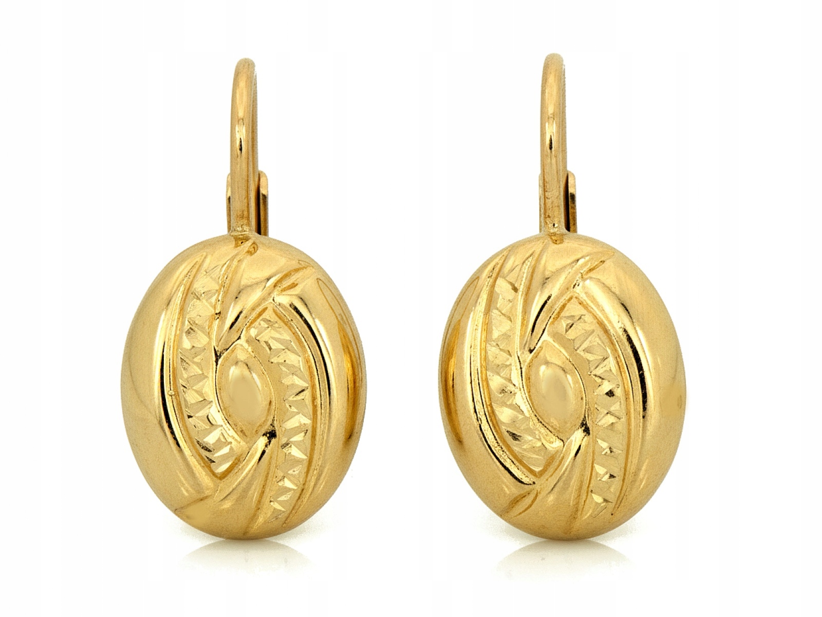 Ženské Náušnice Ze Zlata 585 anglické oválné lesklé jako dárek