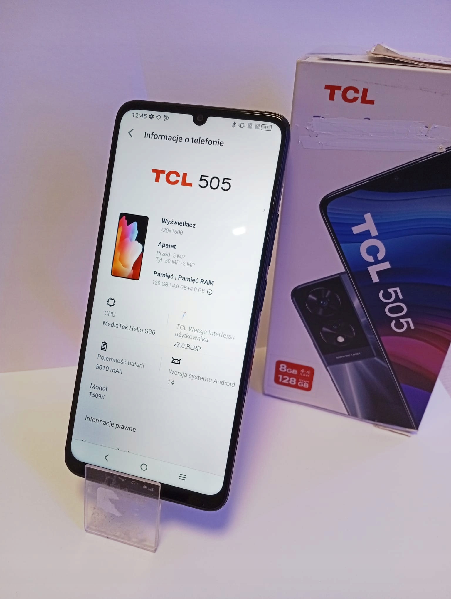 Smartfon TCL 505 12 GB / 256 GB 4G (LTE) niebieski