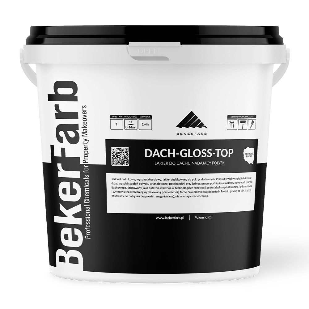 Lak na střechu s vysokým leskem 5 l Betonová, keramická střešní krytina, plech