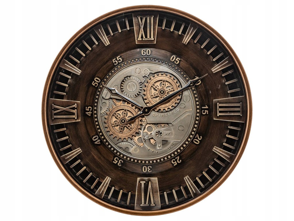 Hodiny v retro štýle s viditeľným mechanizmom Yoni, Ø 59 cm