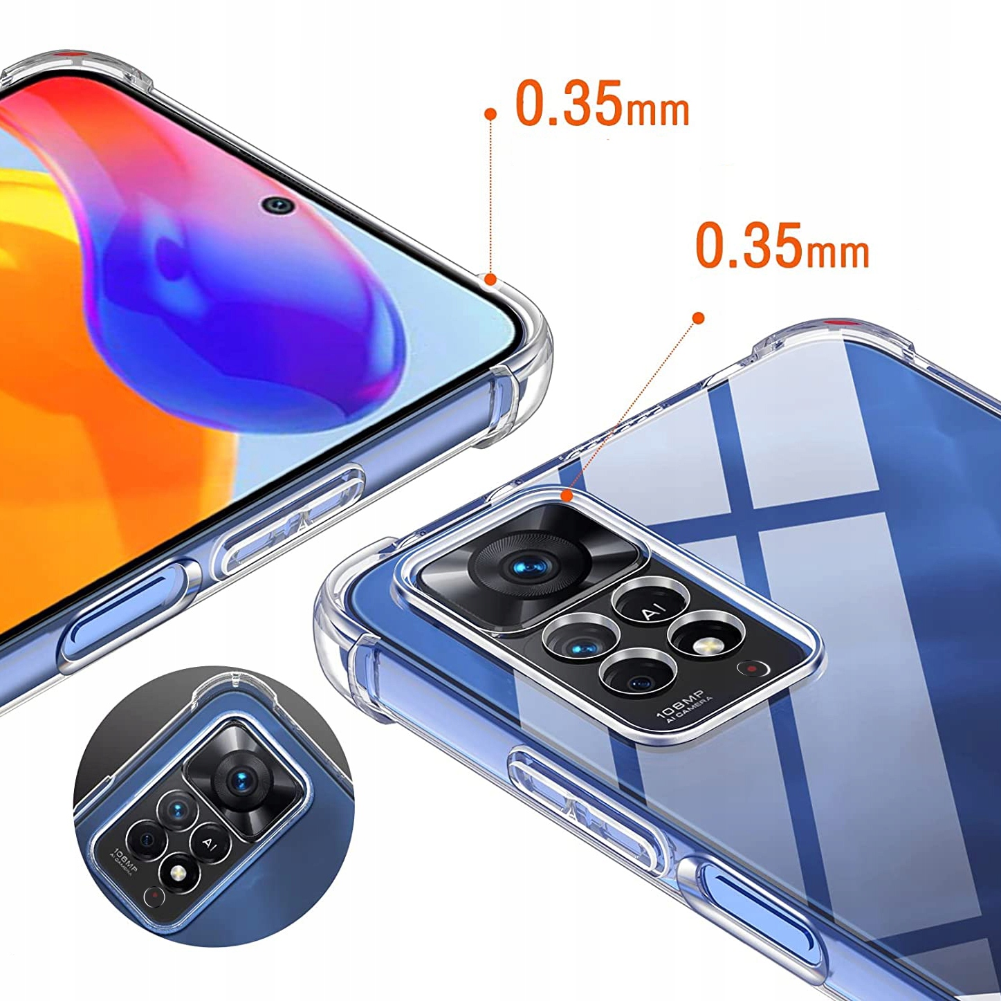 ETUI do XIAOMI REDMI NOTE 11 PRO / 5G SHOCK +SZKŁO Kolor bezbarwny