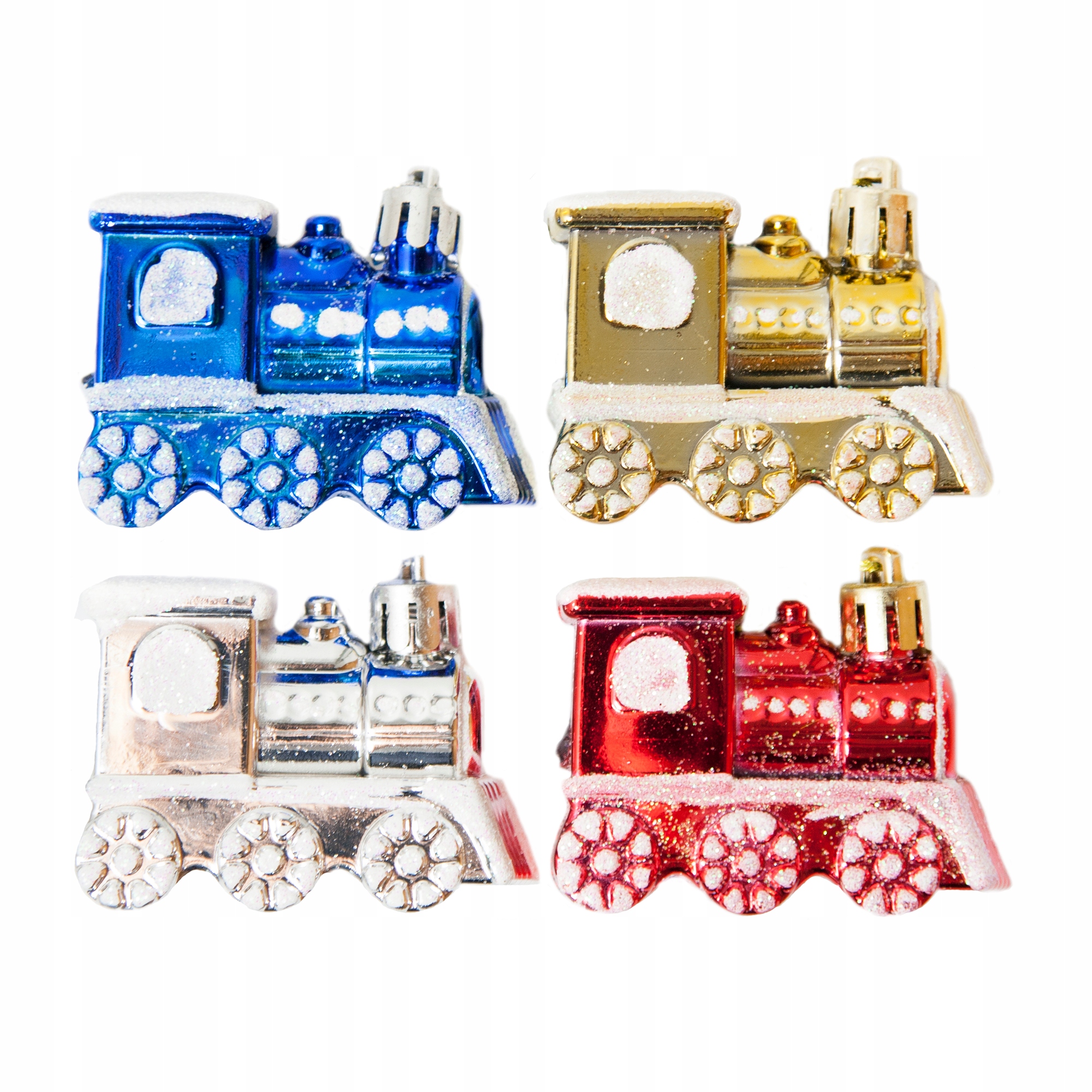 

Bombki na Choinkę Kolorowe Ciuchcie 4szt