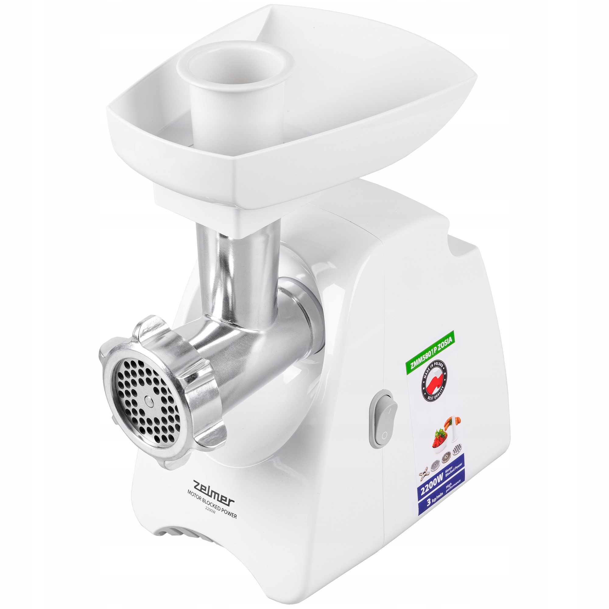 MASZYNKA DO MIELENIA MIĘSA ZELMER MASZYNA ELEKTRYCZNA 2200W 3 KG/MIN Moc 2200 W