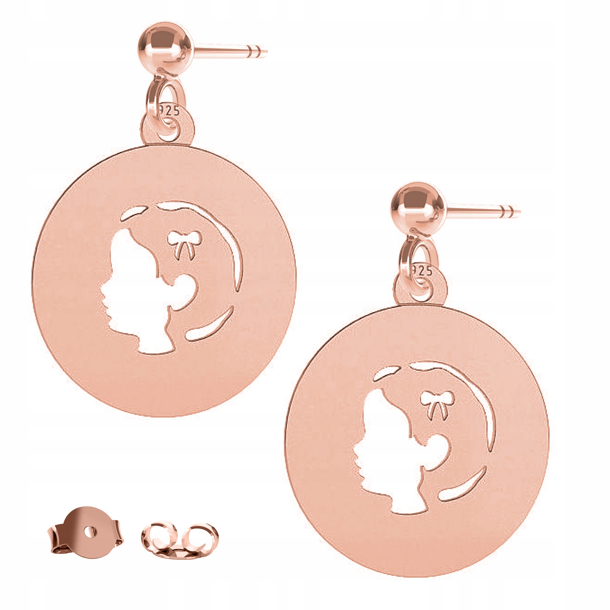 Náušnice Dívka Girl růžové zlato 925