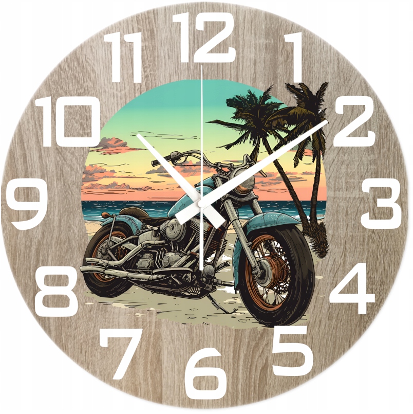 Nástěnné hodiny Ozdobný Dárek pro motorkáře Západ slunce 45 cm