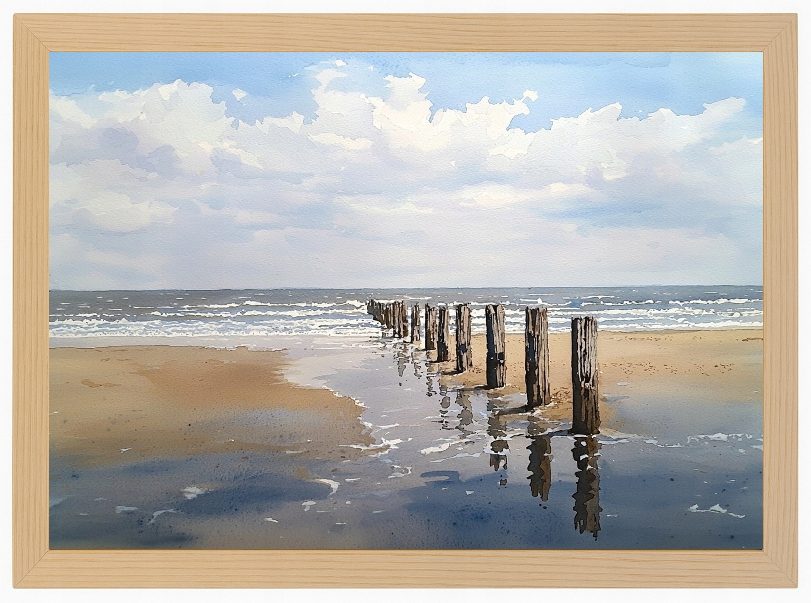Plakát Rámeček Dřevo Pláž Moře Pale Falochron Baltyk Natura 80x60