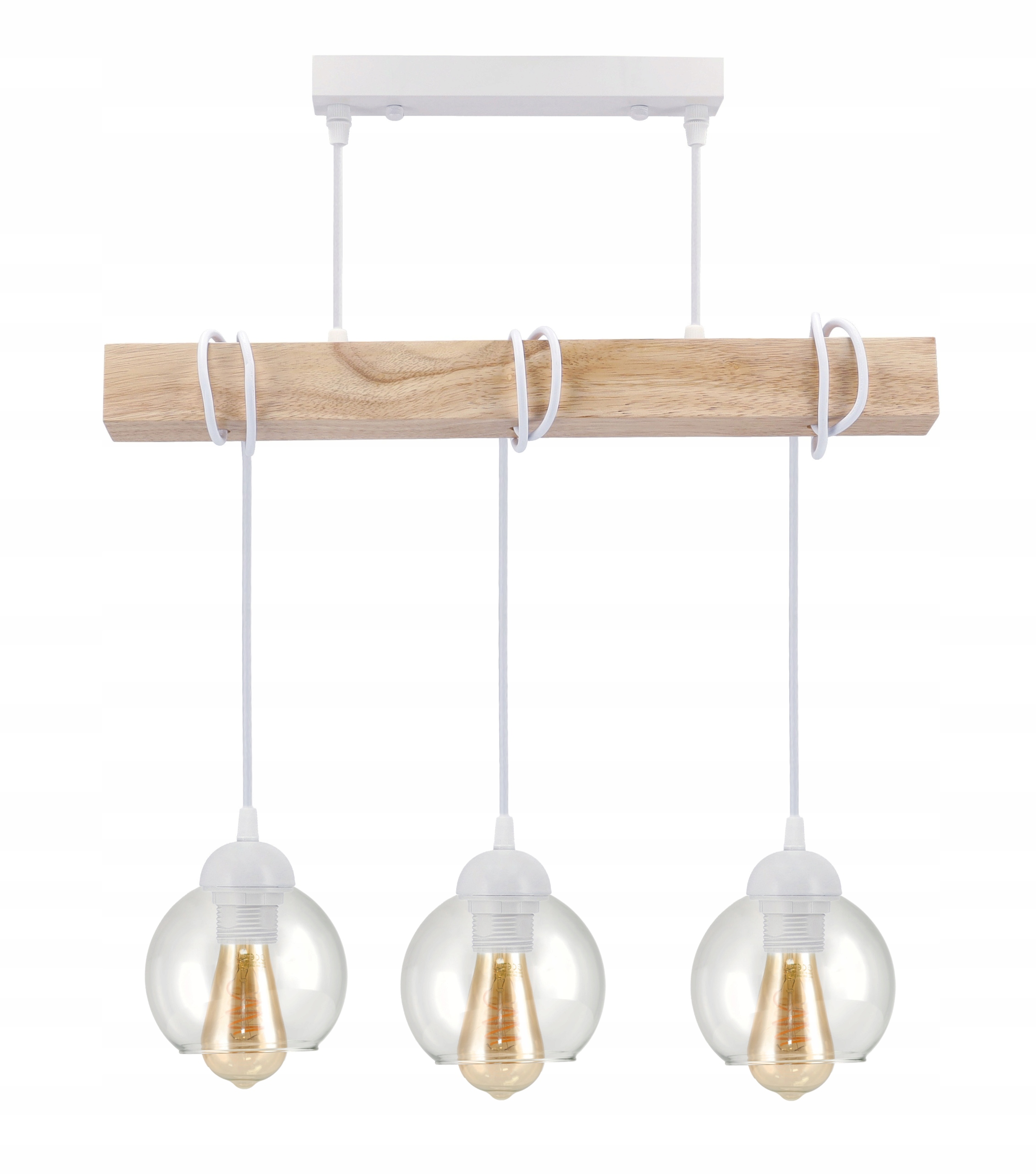 stropní svítidlo Led Závěsný lustr 3x E27 Loft Dřevo Dřevěný dub