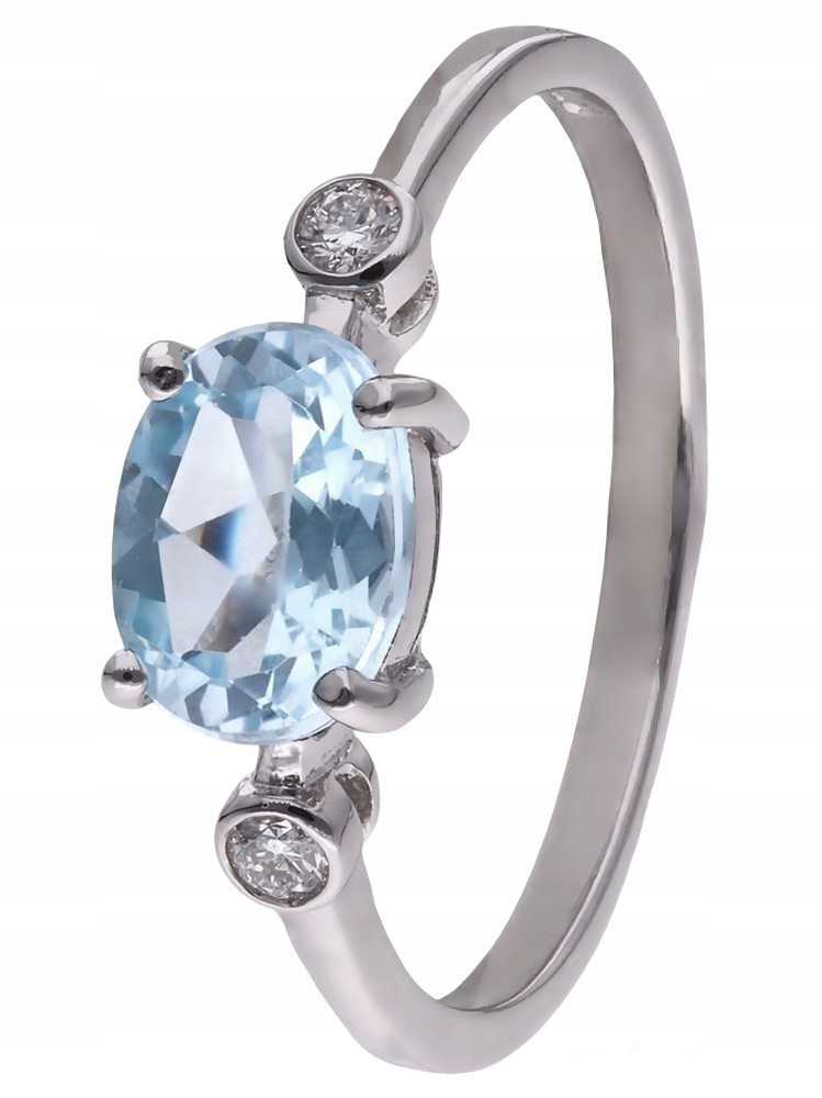 Prstýnek Ag 925 Topaz a diamanty CVD-3338-R-BT vel. 17