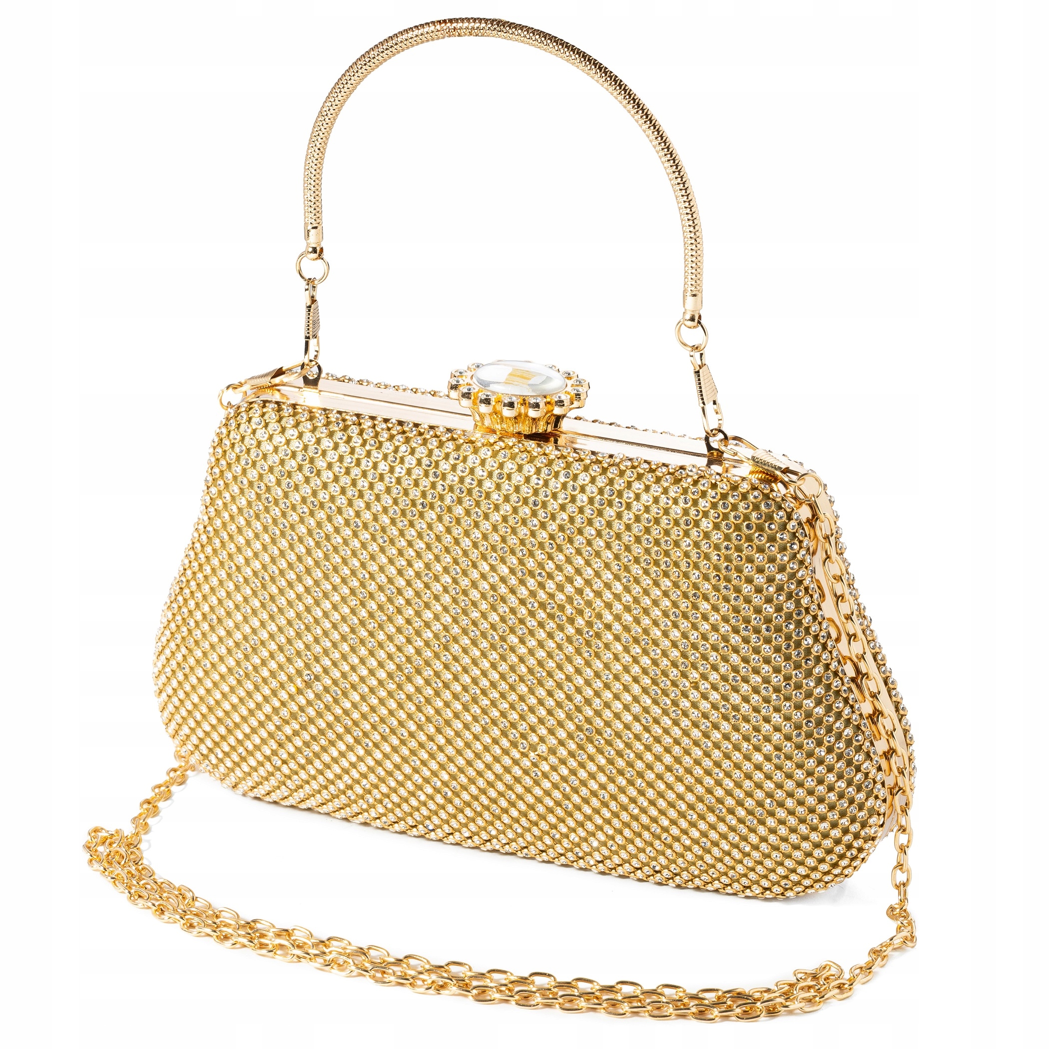 Zlatá vizitková kabelka krabička křišťály elegantní psaníčko na svatební hostina