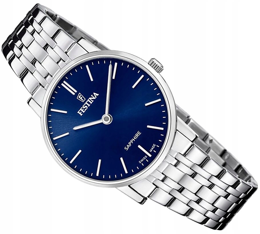 Dámské Hodinky Festina F20047/3 Swiss Made Módní Modrý Safírový Set