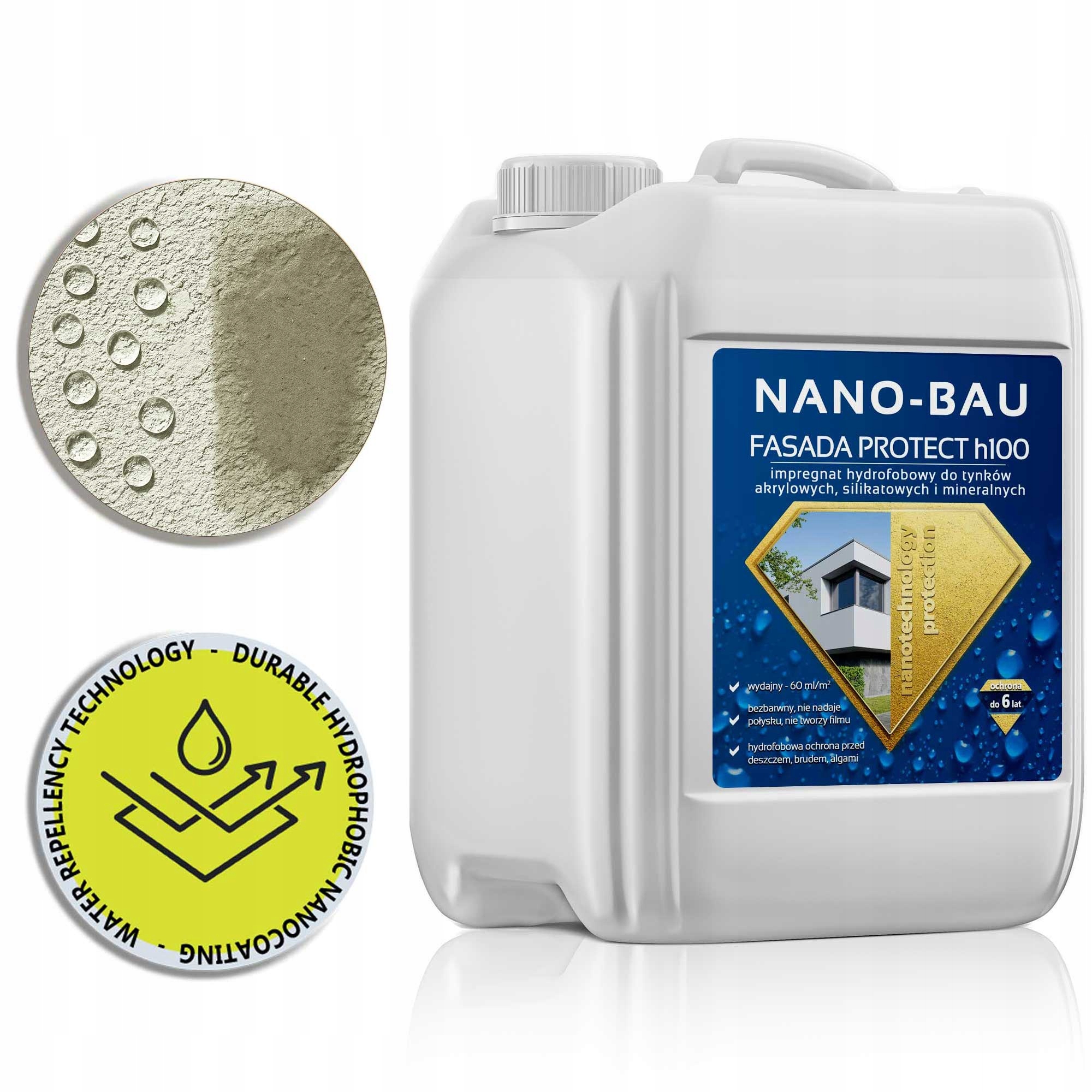 Nano-bau Fasada Protect H100 impregnační přípravek na omítky, ochrana před vlhkostí 5L