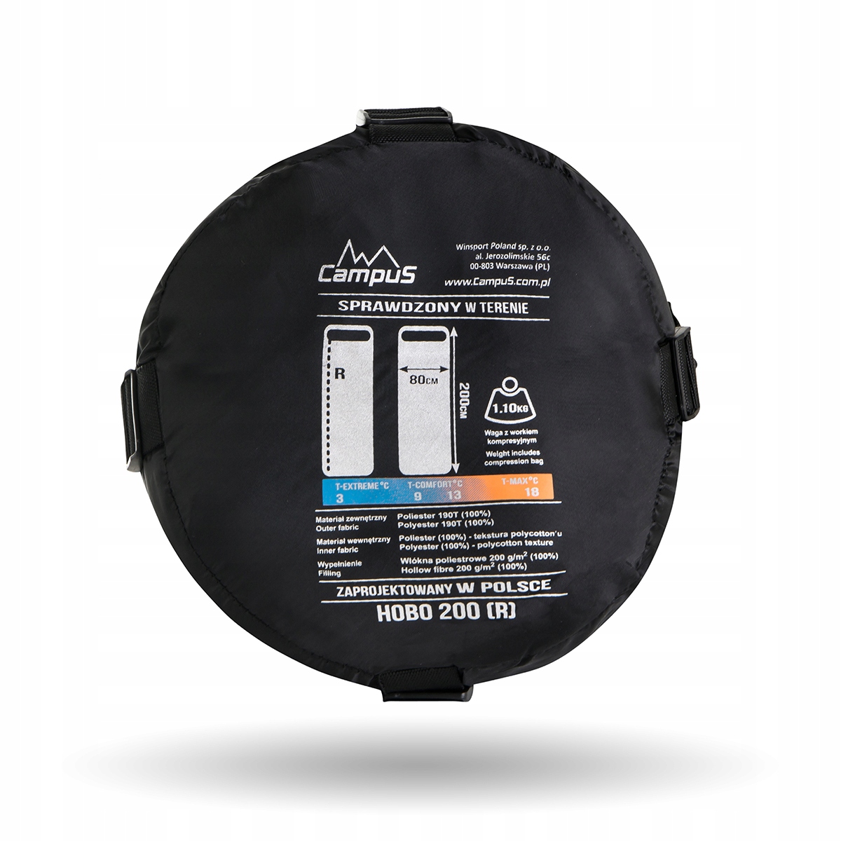 ŚPIWÓR kołdra CAMPUS HOBO 200 ŁĄCZONY lewy 3-18st Model HOBO 200