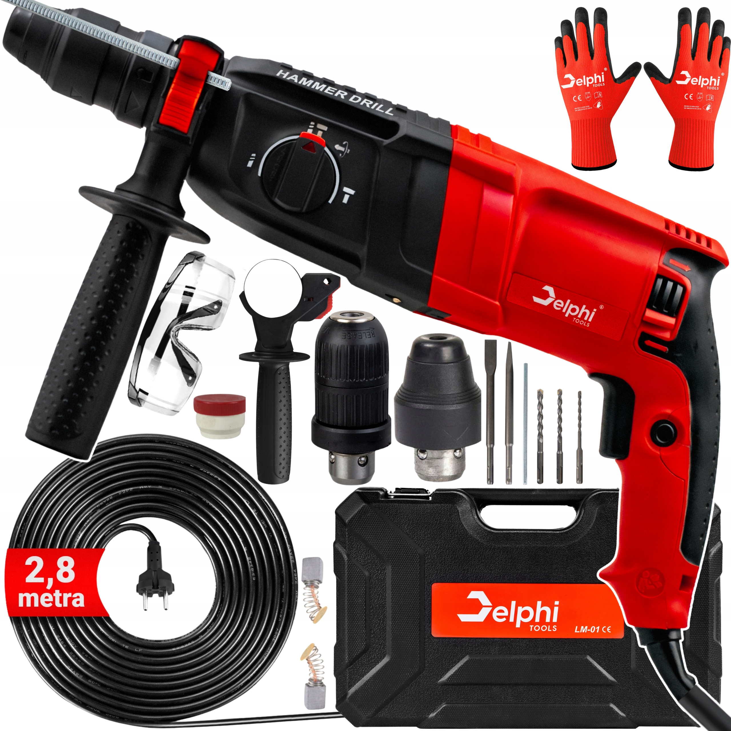 Młotowiertarka Wiertarka Udarowa z Udarem Młot Mocna Sds+ 2600W +kabel 2,8m