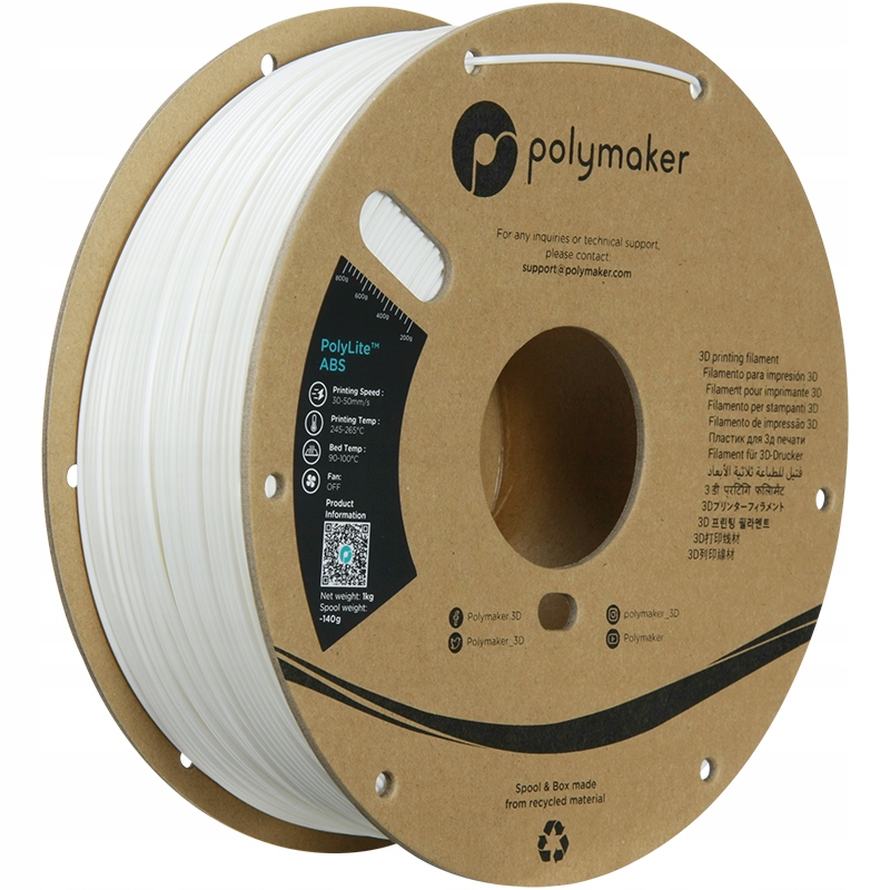 Filament ABS Polymaker 1,75 mm 1000 g biały