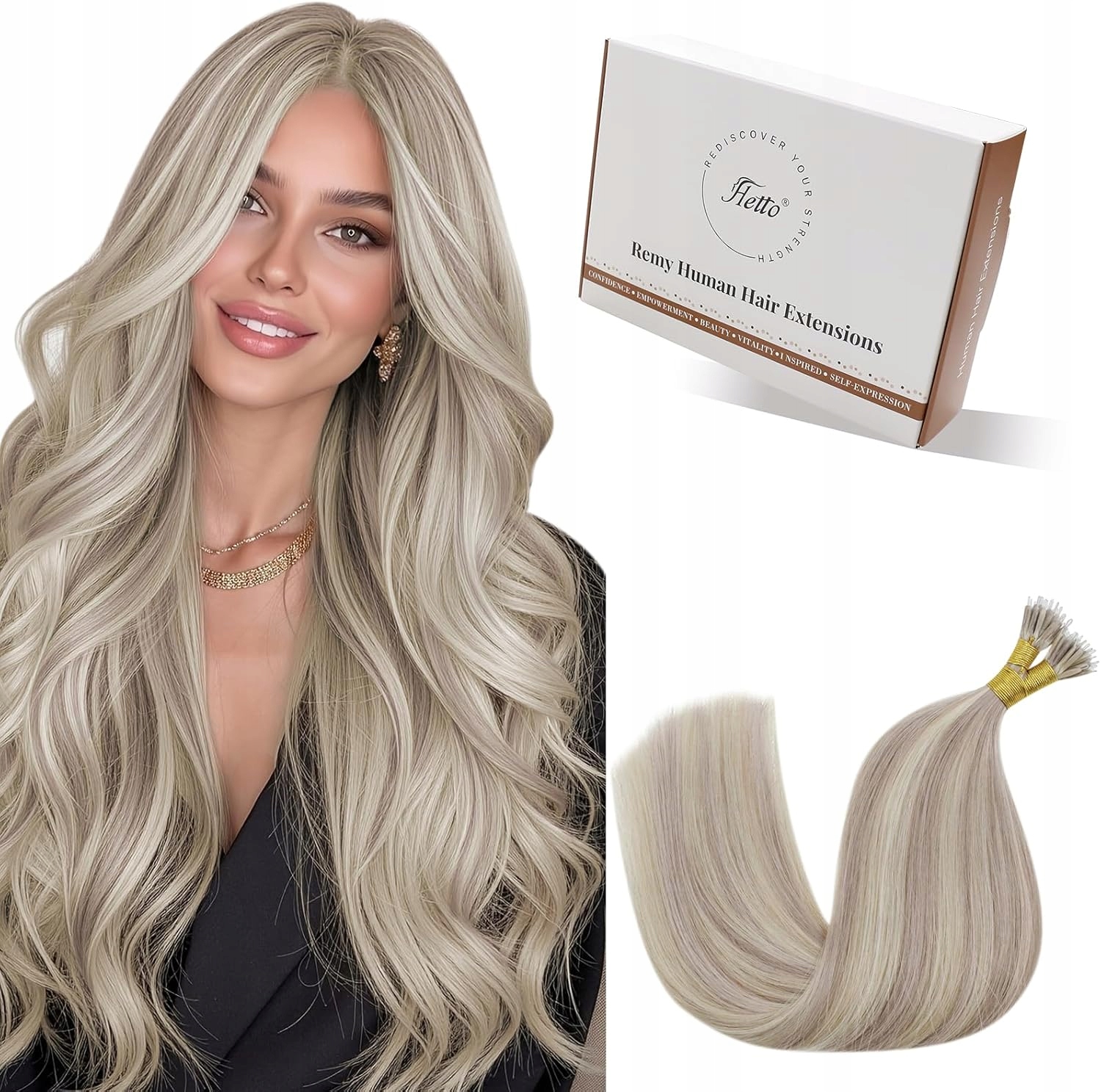 Hetto Pasma włosów nano ring #18/613 40cm 50g