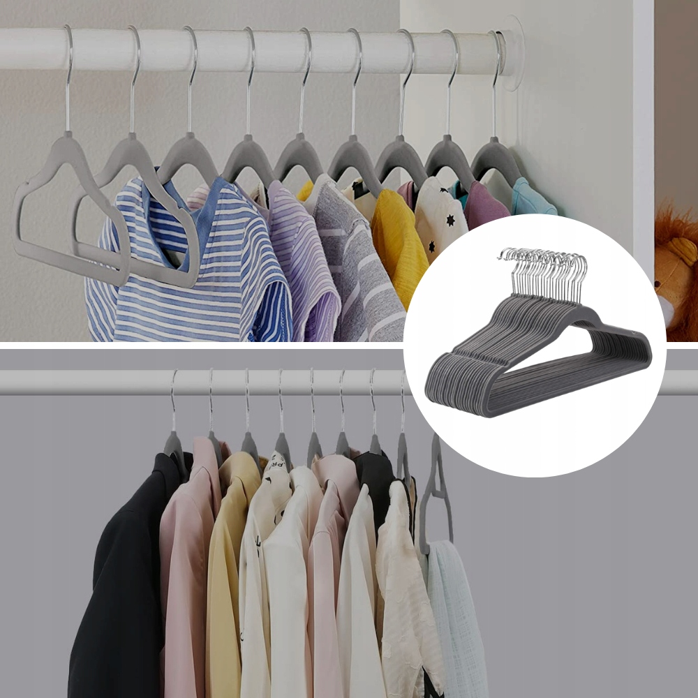 20x WIESZAKI NA UBRANIA WIESZAKI UBRANIOWE NA CIUCHY WELUROWE KOMPLET SZAFY Marka Perfekcyjny Styl