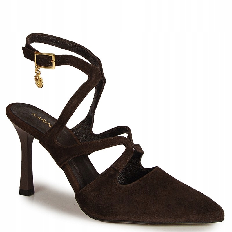Karino 5983 Hnědé Čokoládové Kožené Sandály 38