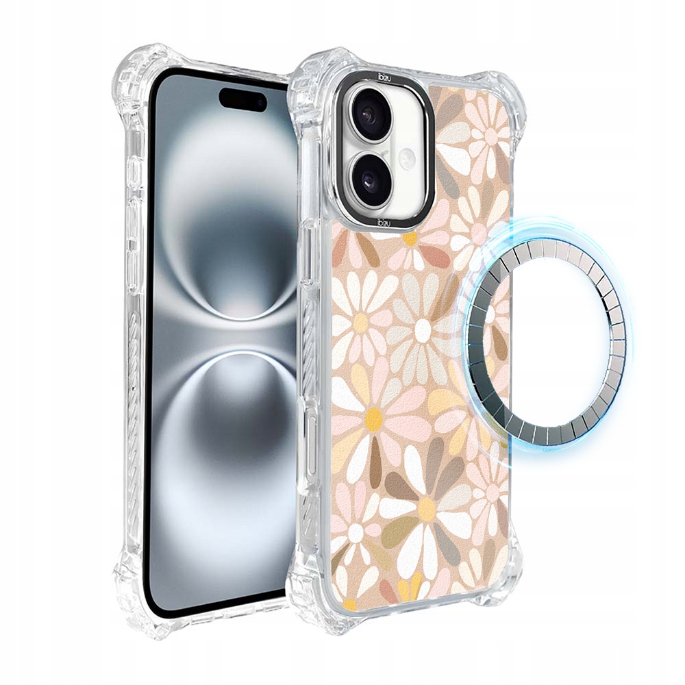 Pouzdro iPhone 16 Plus Ibizu DropGuard Ultra s MagSafe, vintage květy