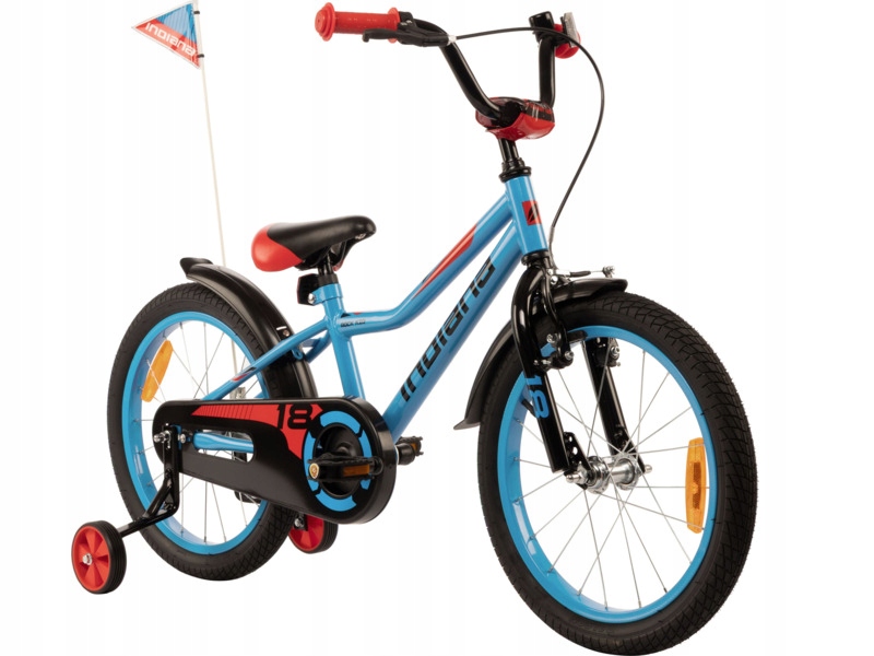 Rower dziecięcy Indiana Rock Kid 18 cali dla chłopca Niebiesko-czerwony