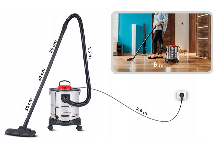 ODKURZACZ PRZEMYSŁOWY LEHMANN HADDO POPIOŁU KOMINKA GRUZU TURBO 2000W Napięcie zasilania 230 V