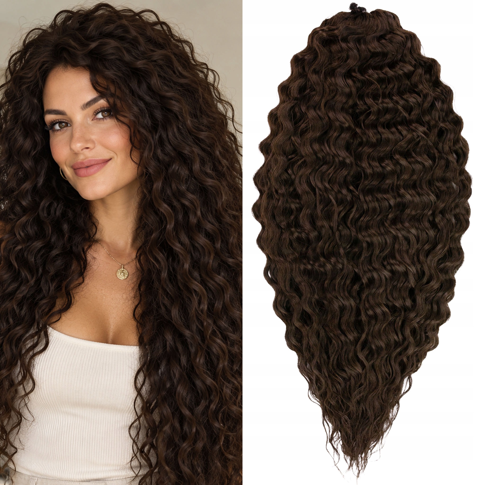 Włosy syntetyczne sztuczne Afroloki Ariel Pro Arielki ciemny brąz 55cm 300g