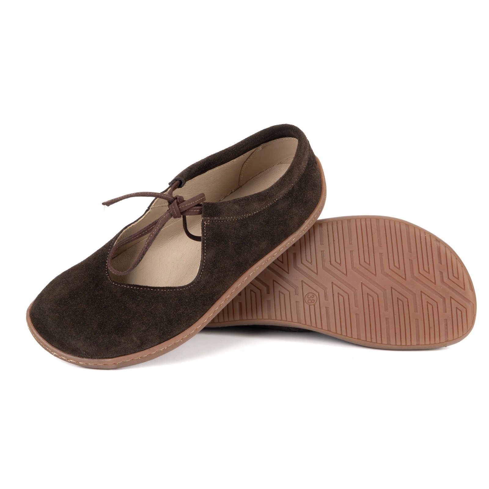 Kožené barefoot boty Olivier Classic Lace 1317 hnědé velurové 40