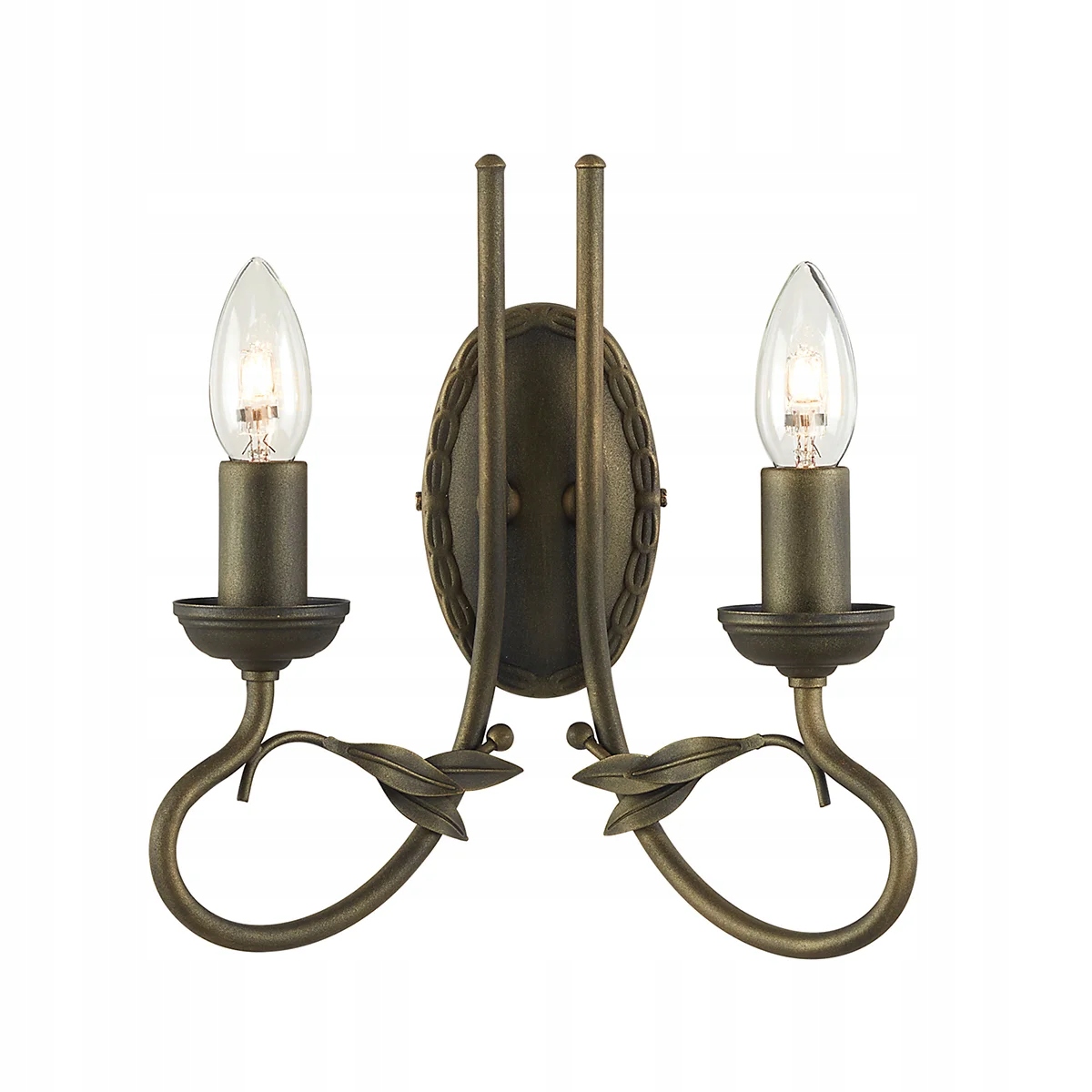 Nástenná svietniková lampa s dvojitými olivovými listami vintage Elstead