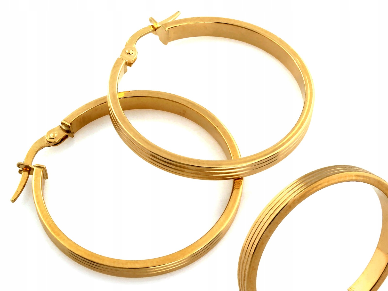 Náušnice zlaté frézované kruhy 30mm pr. 585 14k 1.93g lesklé pro ženy