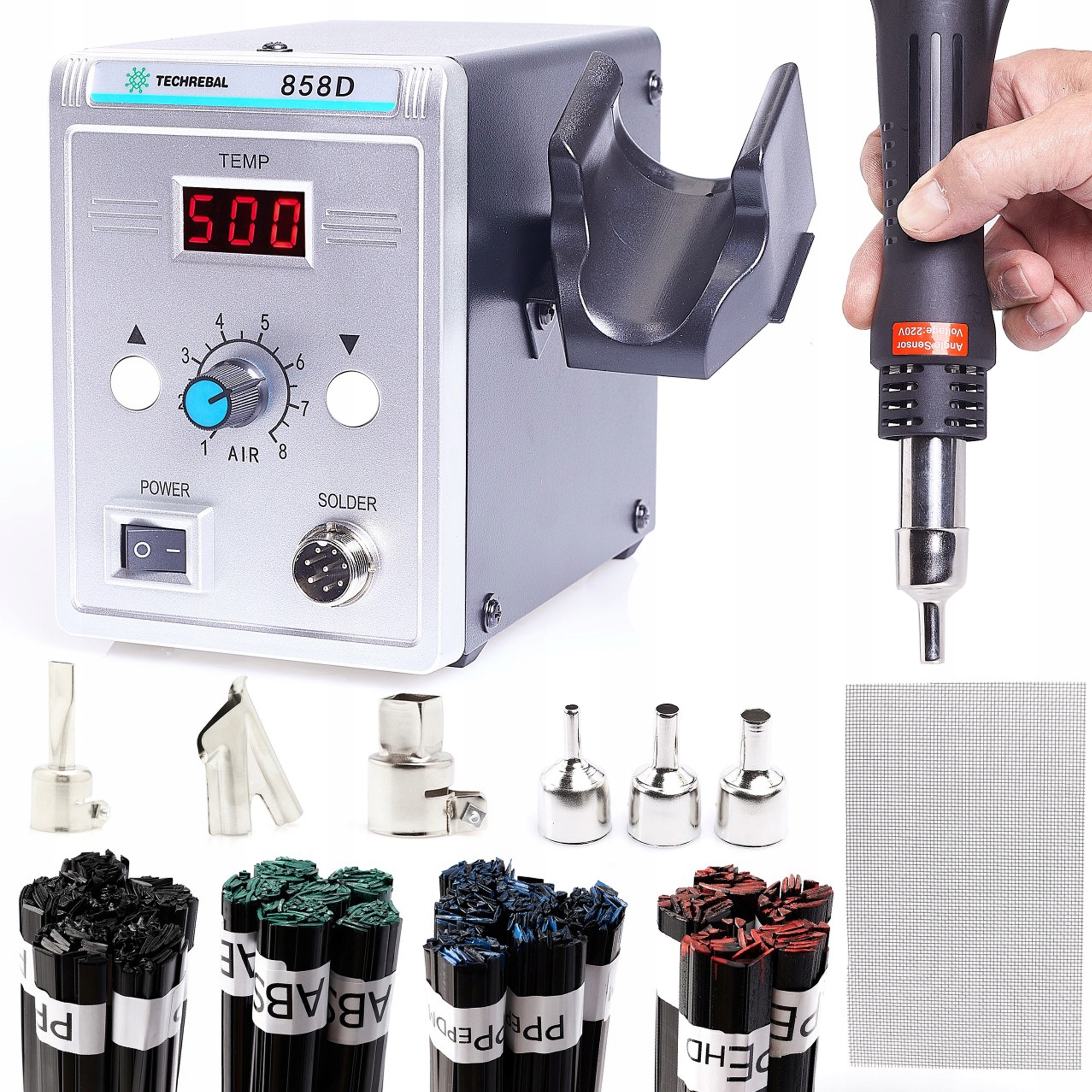 SPAWARKA PLASTIKU TECHREBAL 858D 700W SPOIWA 7 DYSZ DYSZA BUT SIATKA