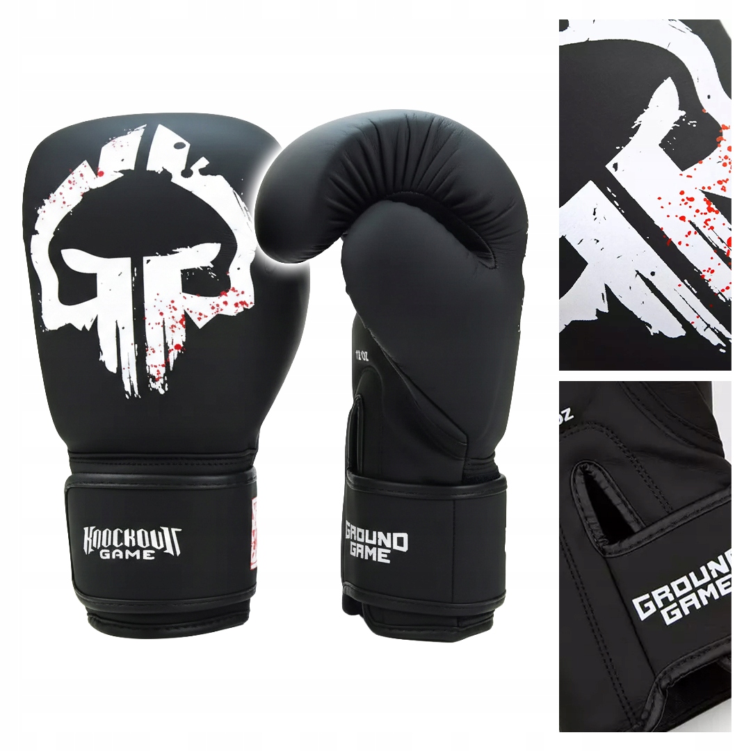 Profesionální kožené boxerské rukavice Ground Game „Skullz“ 14 oz