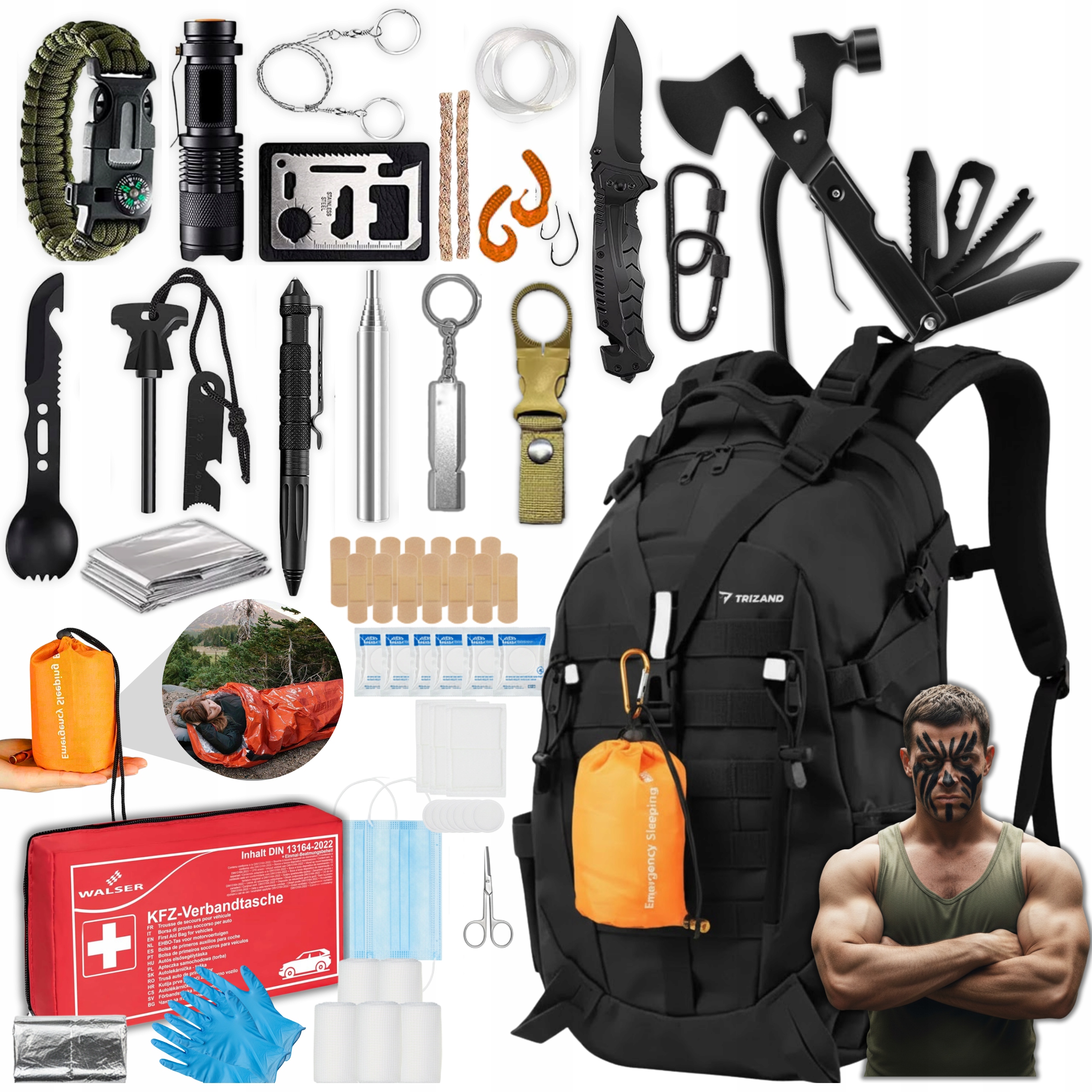 Batoh na přežití s vybavením Vojenská sada Sada Pro Přežití