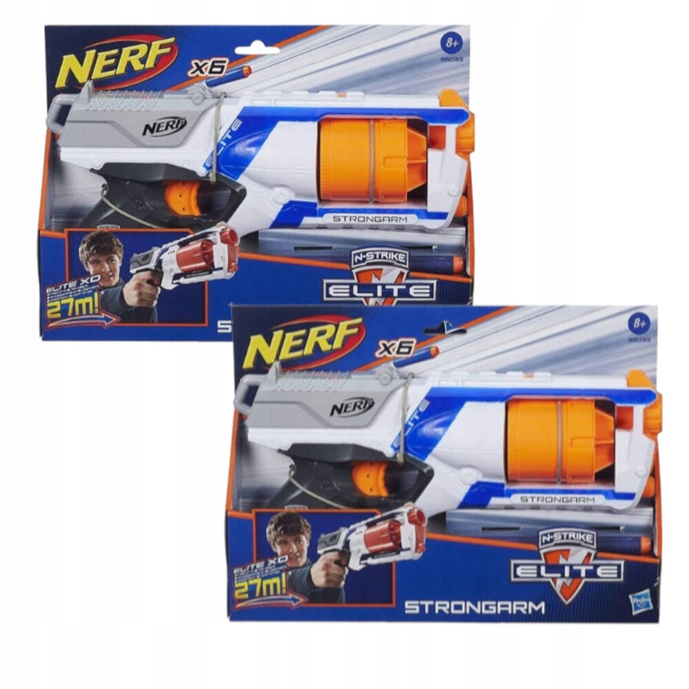2 x NERF- WYRZUTNIA STRONGARM N-STRIKE+ 6 POCISKÓW PISTOLET 8+lat