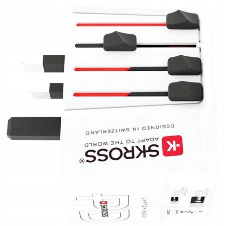 Cestovní adaptér, bílý, 1x Usb-a 1x Usb-c Pd, 65 W, kabel Usb-c, Skross
