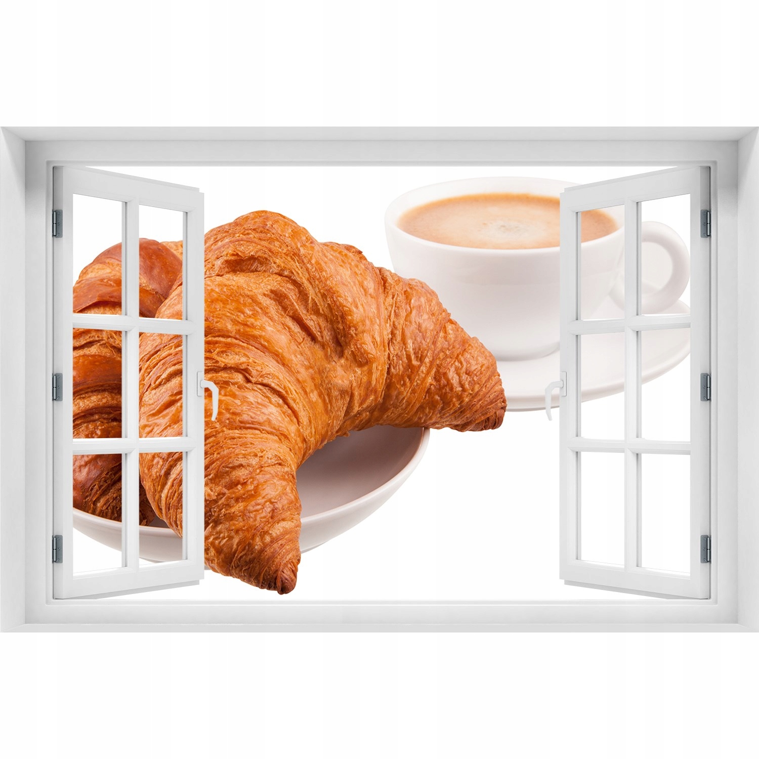 

Naklejka 3D Okno na ścianę Rogaliki i kawa 120x80