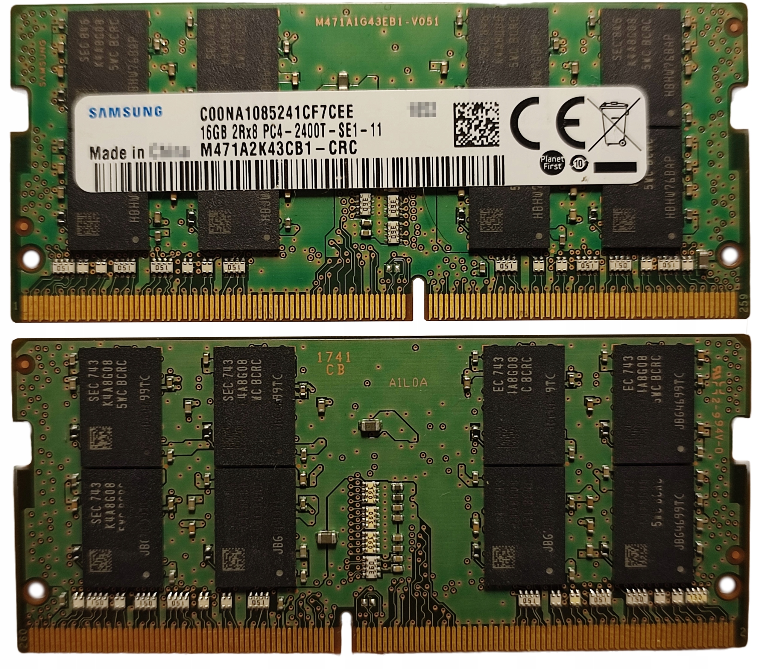 (n) 16GB 1*16GB Samsung DDR4 2400MHz 1.2V M471A2K43CB1-CRC