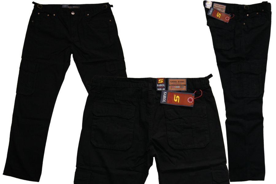 

Bojówki męskie Czarne Duże 3XL pas 108 cm Sarol