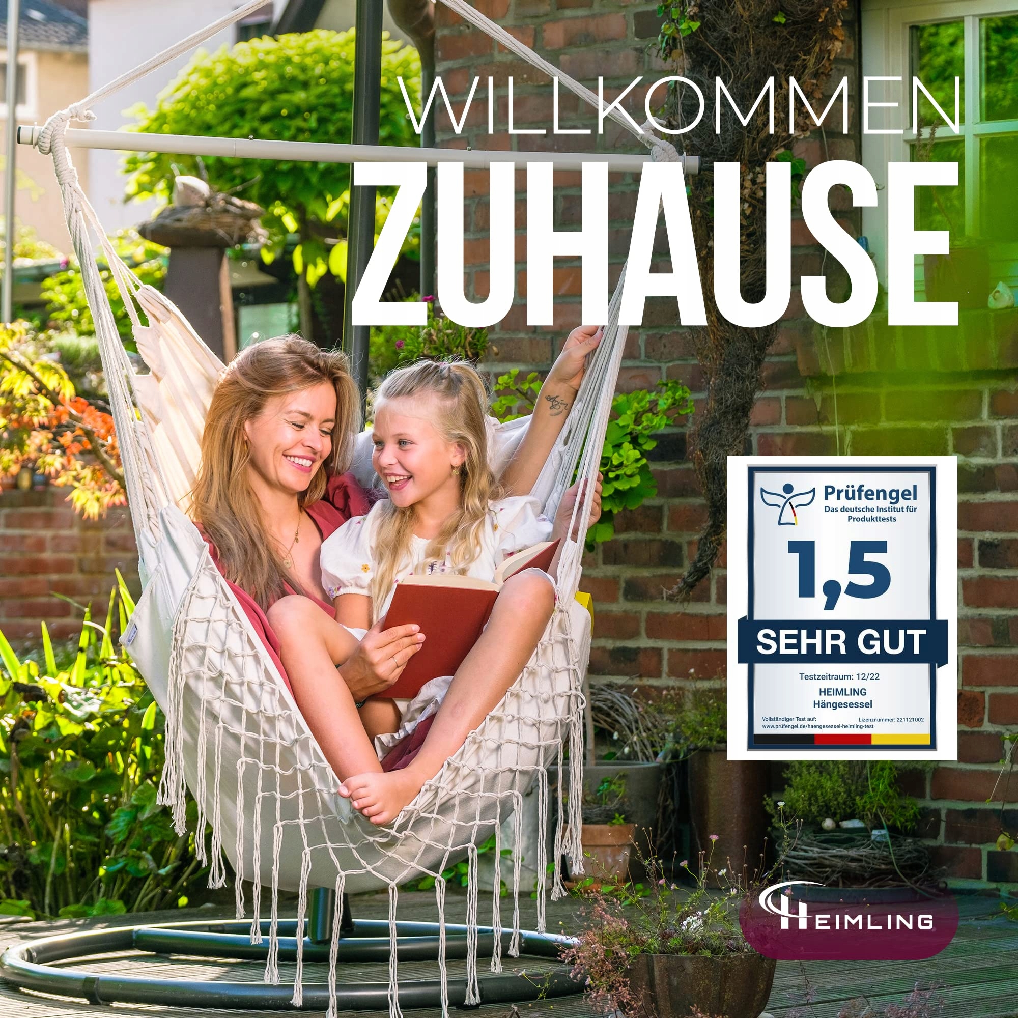 HEIMLING Fotel Wiszący XXL Zestaw Zawieszenie 3 Poduszki Do 150 kg — miniatura 8
