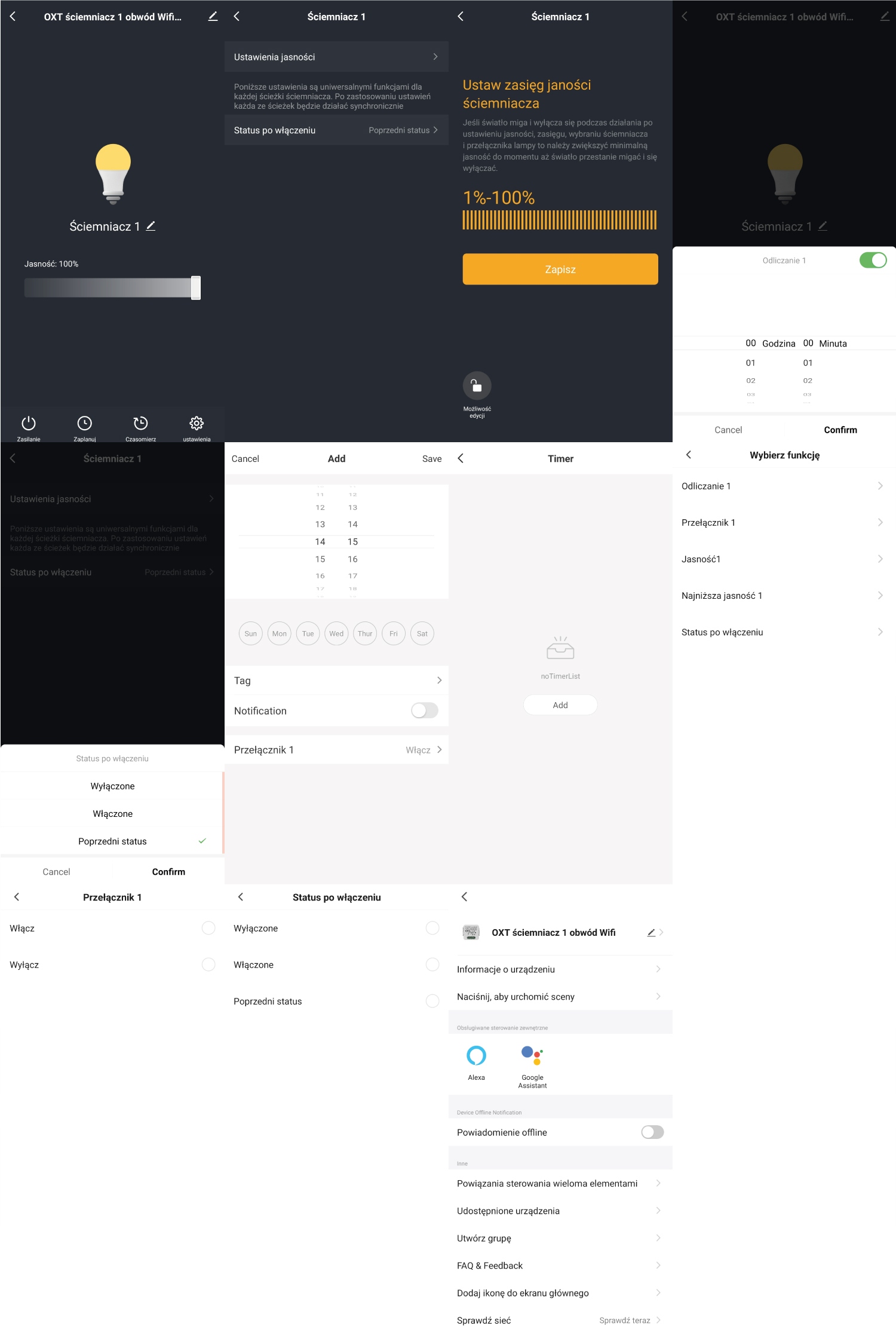 Moduł OXT mini ściemniacz 1 obwód WiFi TUYA Zasilanie sieciowe