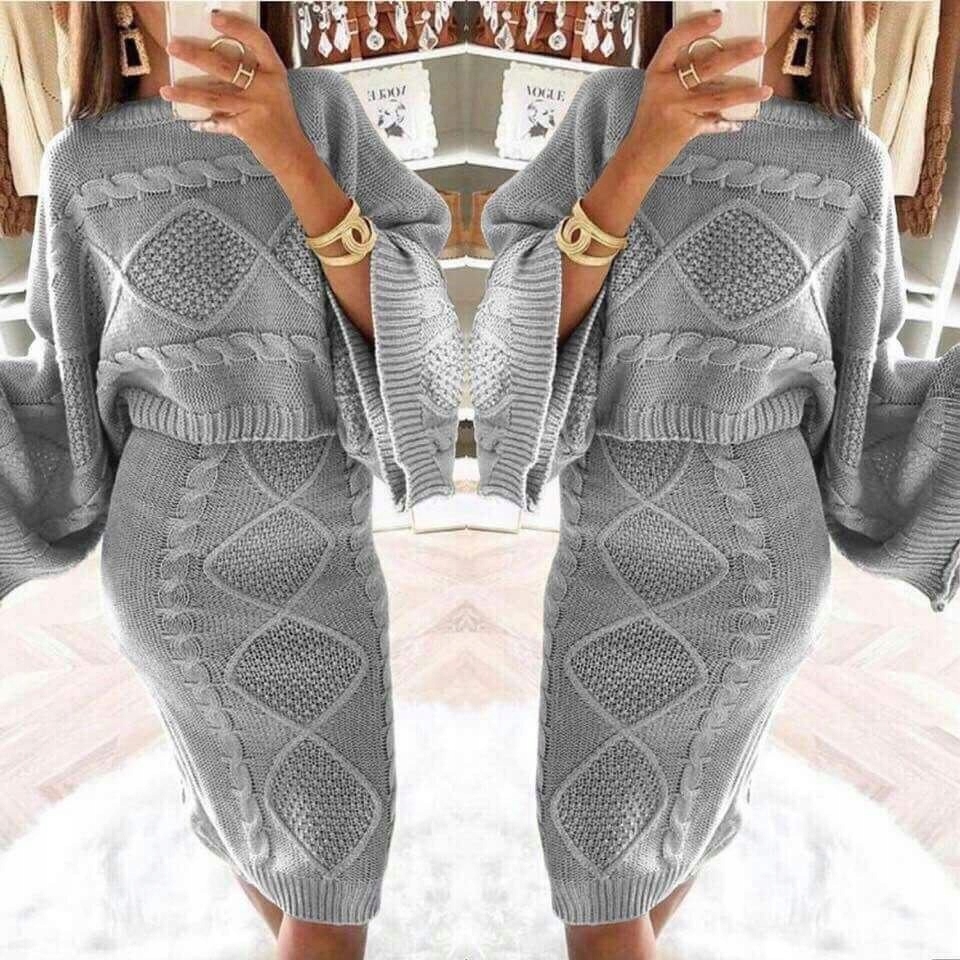 KOMPLET SWETERKOWY SPÓDNICA + SWETEREK VERONA Rozmiar uniwersalny