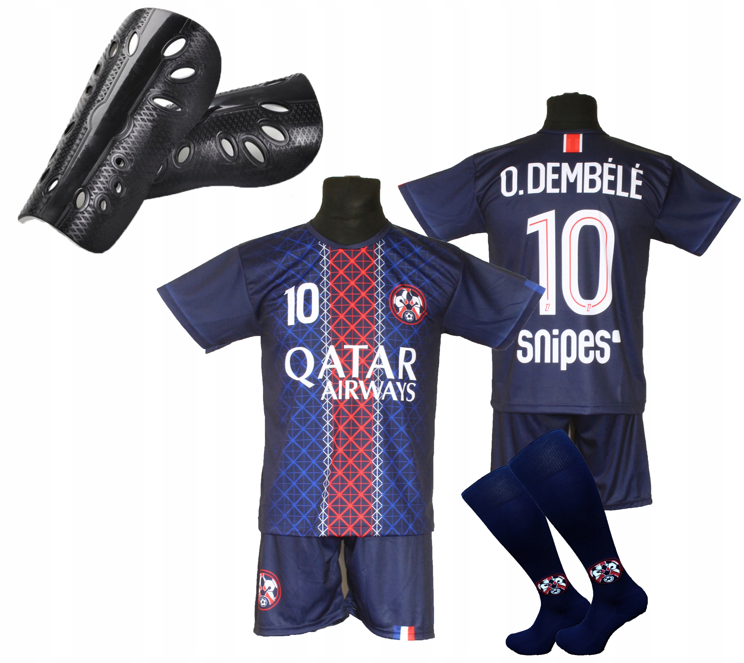 Dětské fotbalové oblečení Dembele štulpny chrániče velikost 134