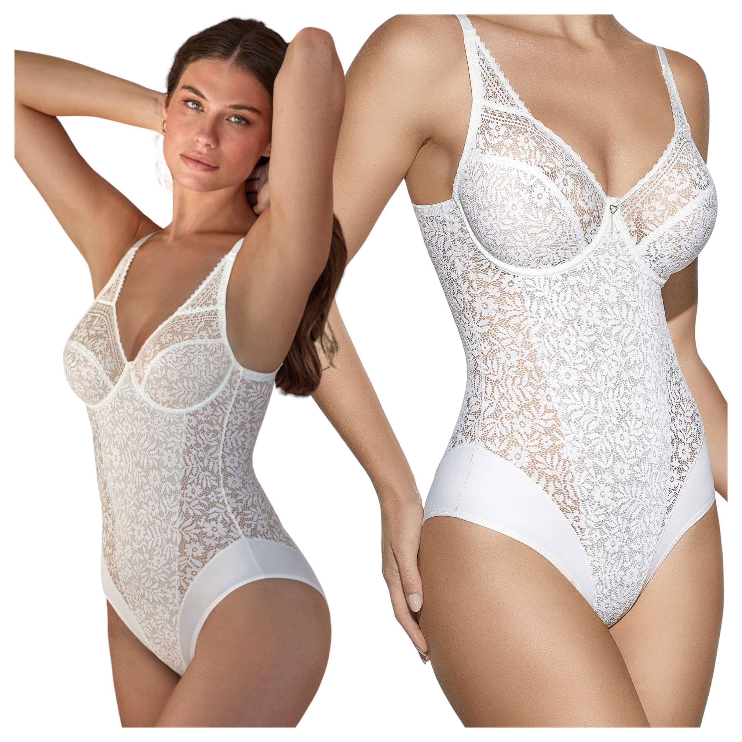 Dámské krajkové modelovací body elegantní bílé elastické Selene 75C