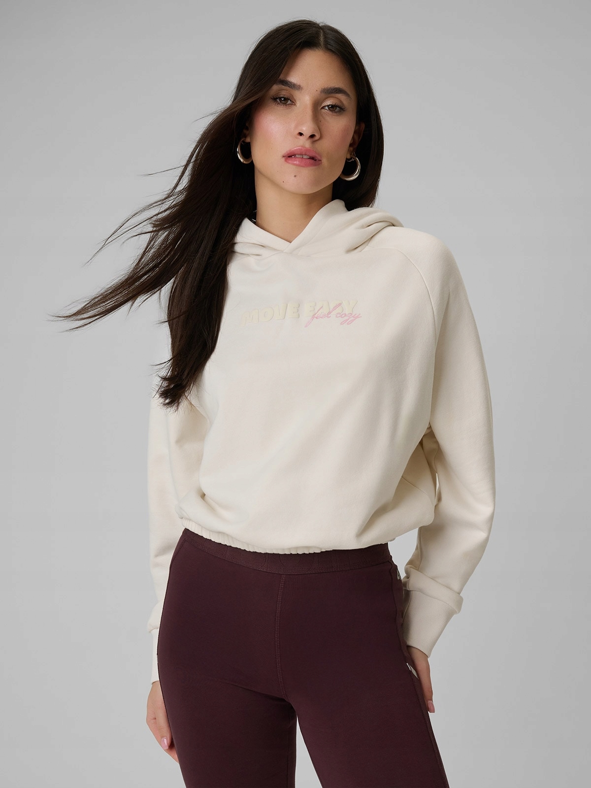 4F Tepláková Mikina Béžová Regular S Kapucí L