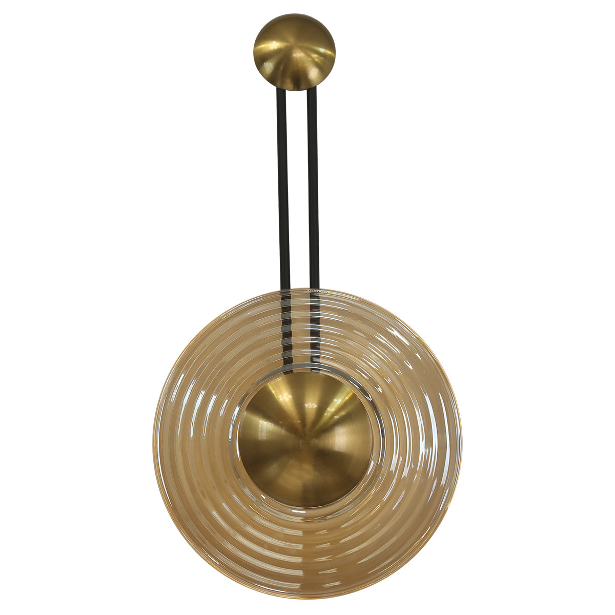 Jantárová nástenná lampa nad posteľ Bell v tvare gongu, zlato do spálne Cct