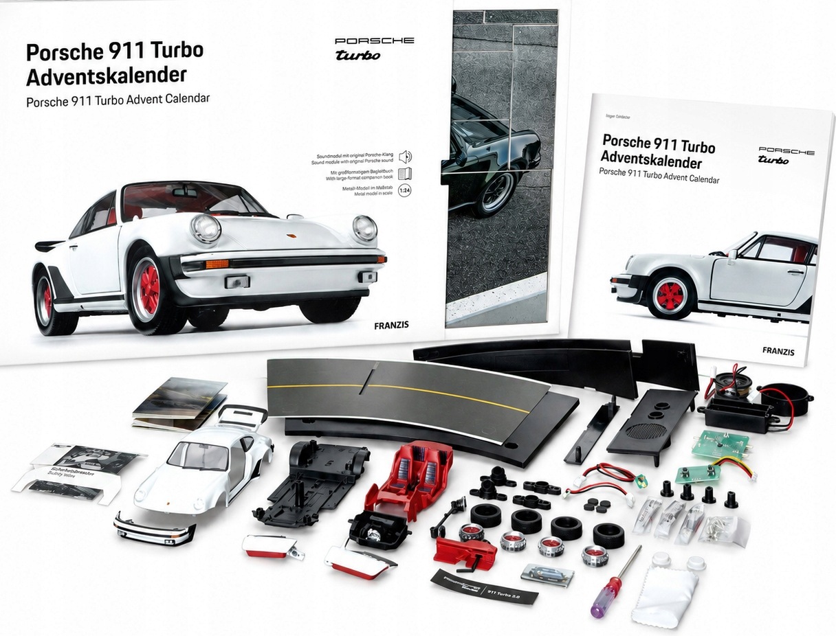 Zestaw Porsche 911 Turbo 1975 kalendarz adwentowy 2026 biały Franzis 1:24