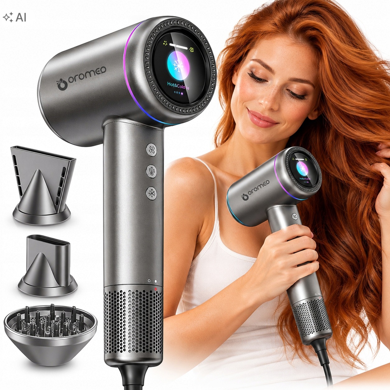 Profesjonalna Suszarka do Włosów F1 1600W Jonizacja Dyfuzor LCD 150000 Rpm