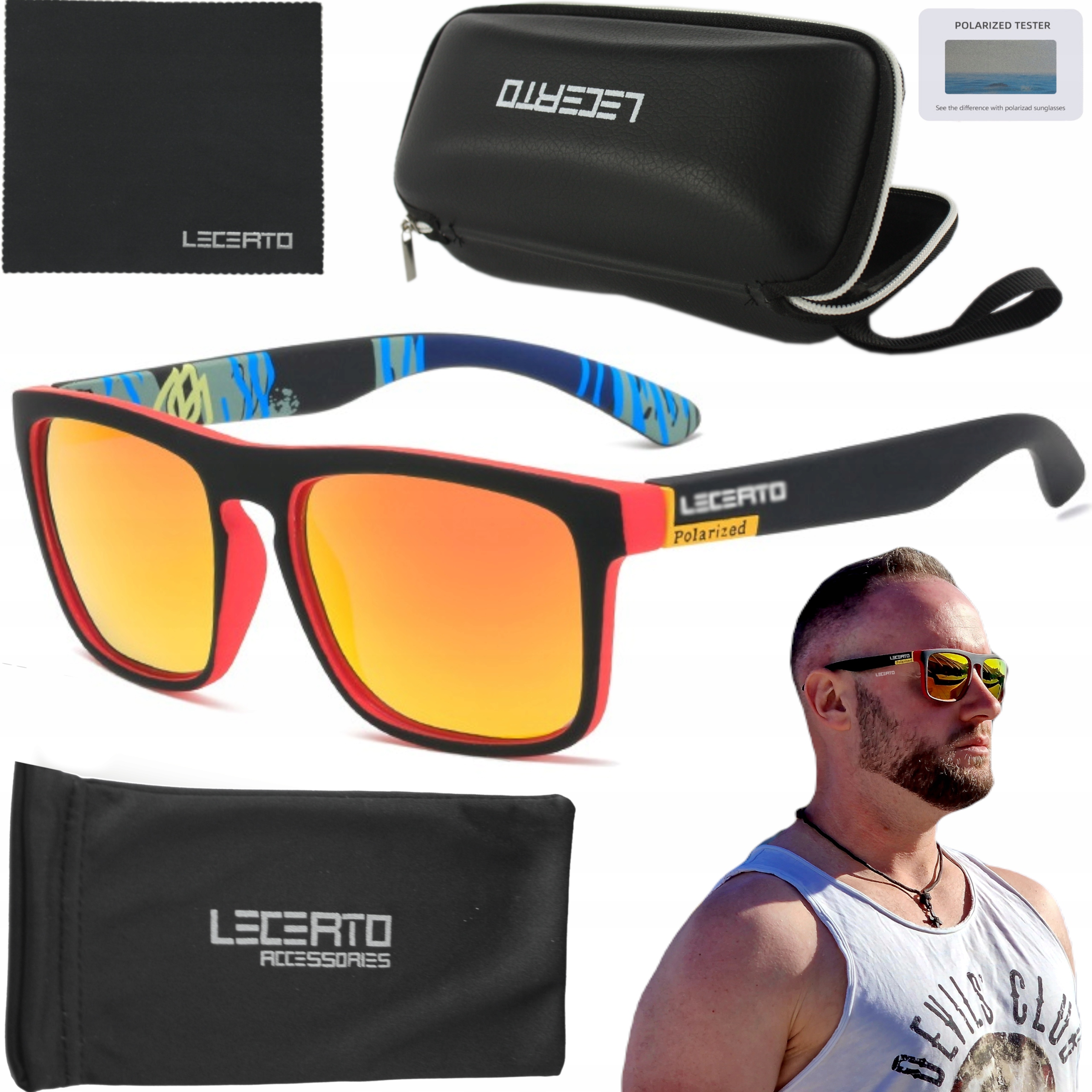 OKULARY PRZECIWSŁONECZNE POLARYZACYJNE LUSTRZANKI DLA KIEROWCÓW LECERTO