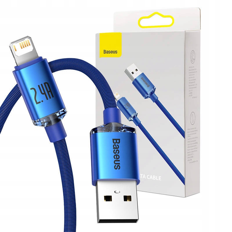 Kabel Usb do Lightning iPhone Baseus Crystal Shine, 2.4A, 1.2m (niebieski)