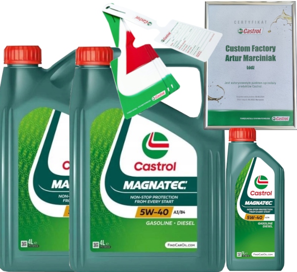 CASTROL MAGNATEC 5W40 A3/B4 9L VW 502 00/ 505 00 RN0700 RN0710 + ZAWIESZKA